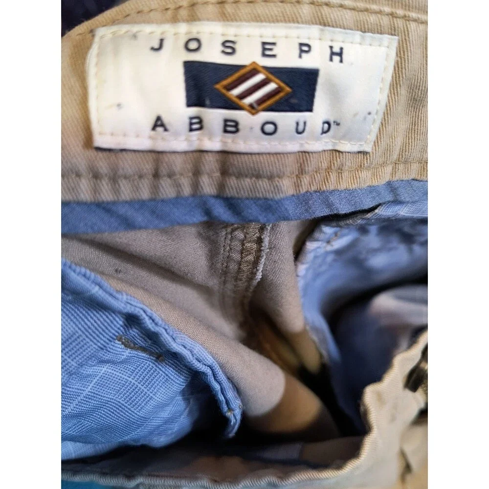 Joseph Abboud Stretch Chino Pants Men's Size 34x32 Tan Khaki Flat Front Pocketed